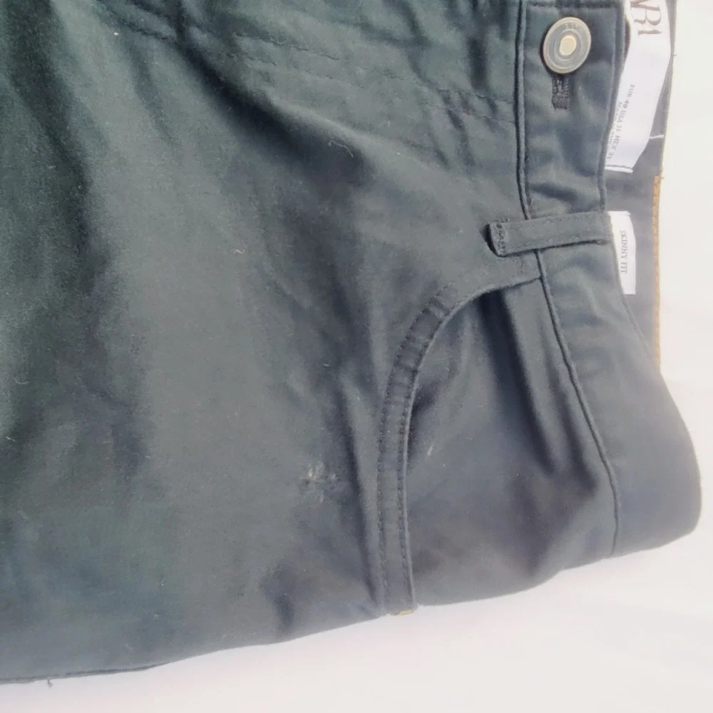 Zara Skinny Fit Men's Pants Size 31 Dark Green 5-Pocket Stretch Trousers P31